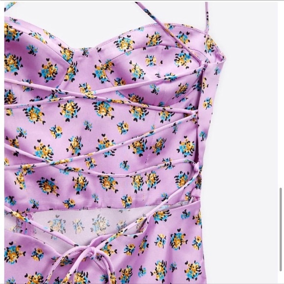 ZARA satin floral midi dress - Picture 3 of 4